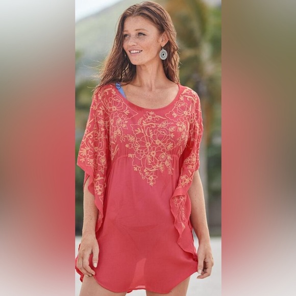 Sundance Embroidery Coverup Coral‎ Size Large - Picture 1 of 5
